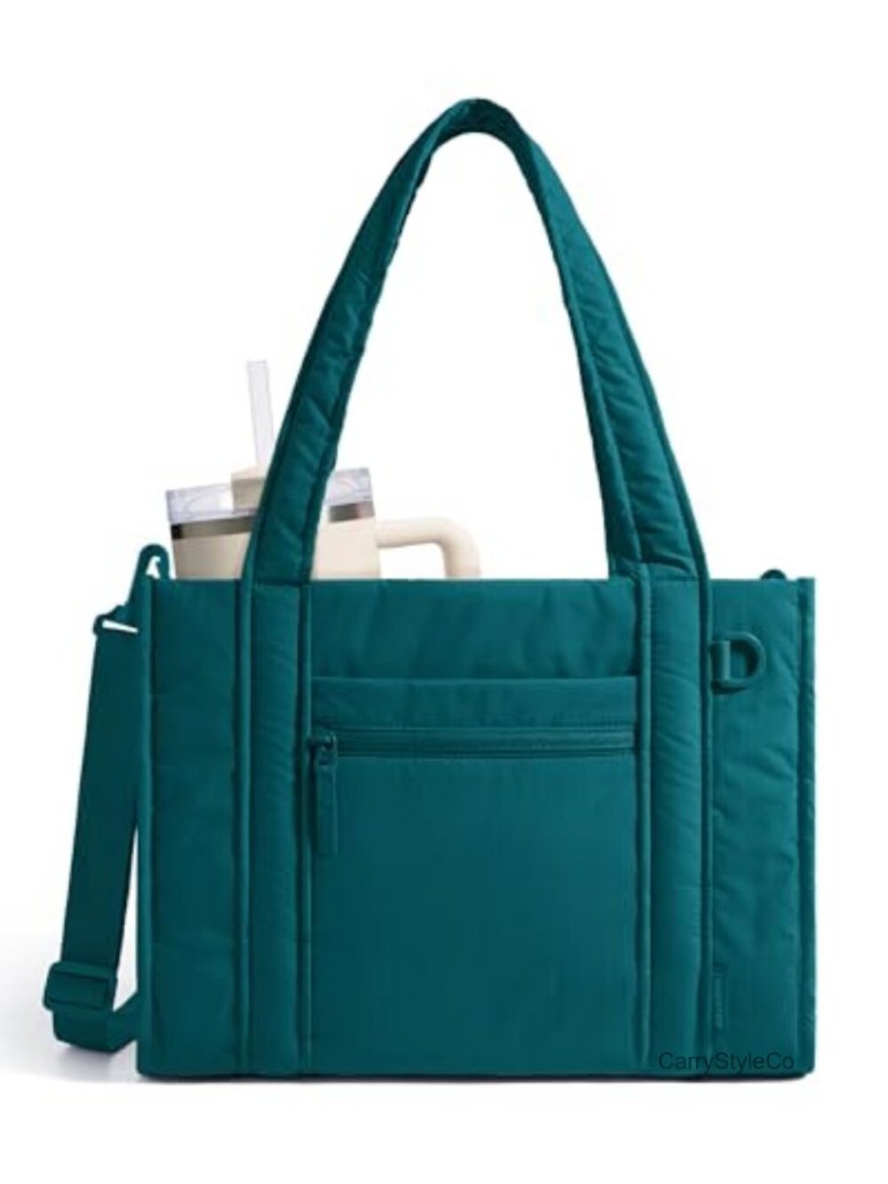 Quilted Nylon Tote Bag Crossbody Work Bag with Laptop Compartment